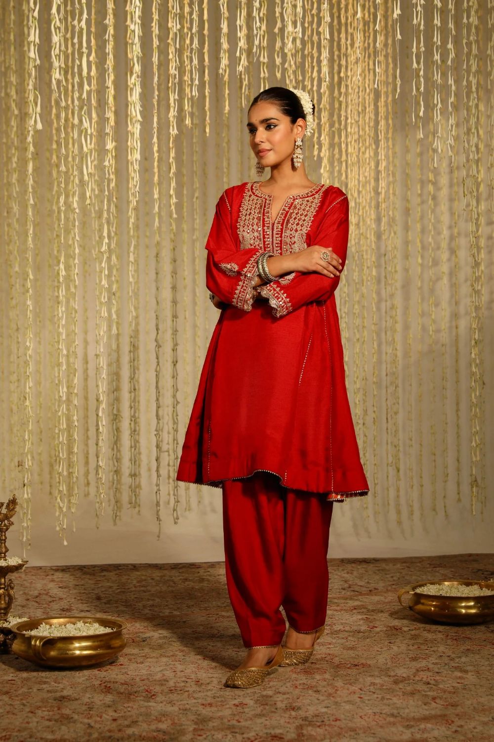 Mehreen Chauga with Salwar-Deep Red