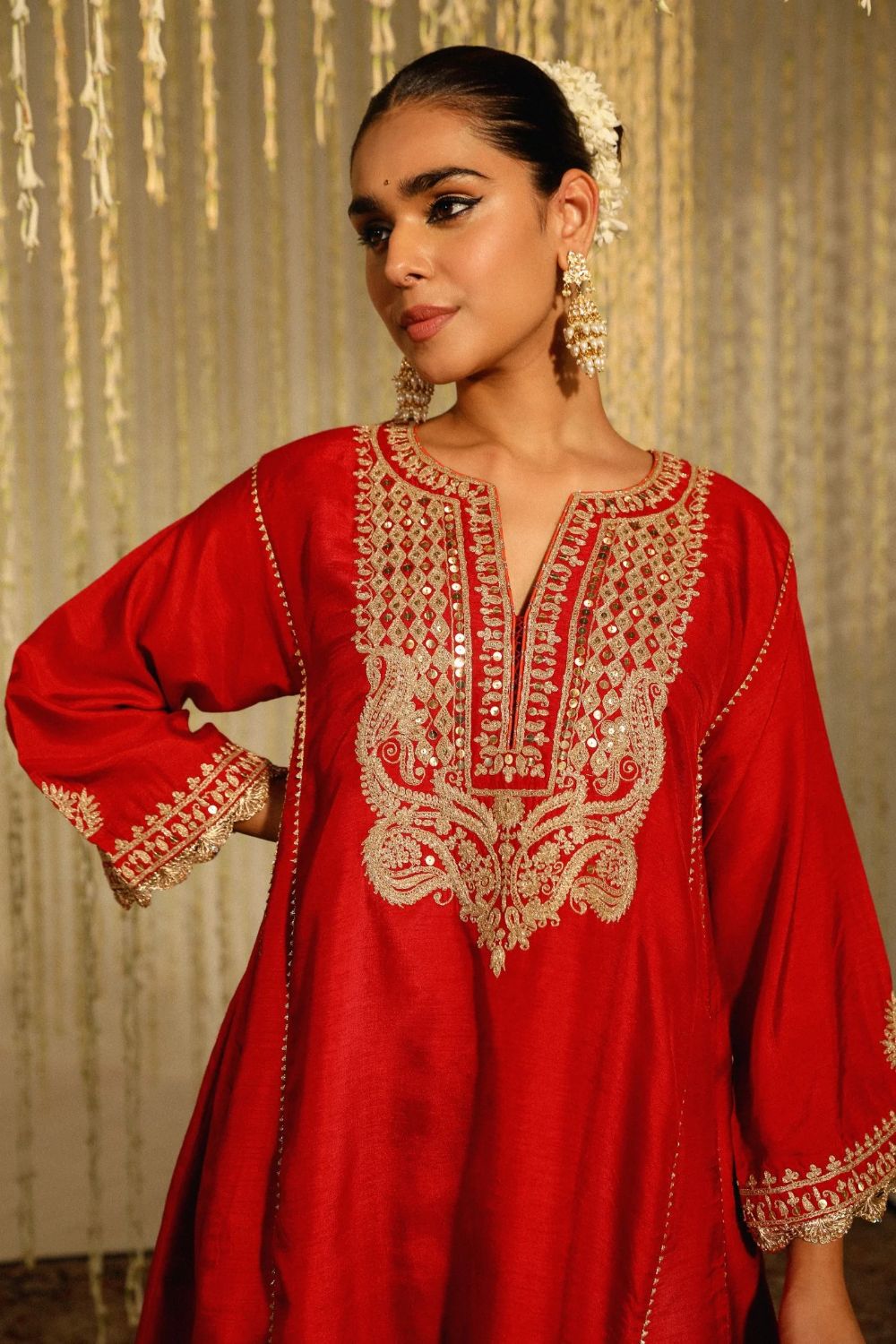 Mehreen Chauga with Salwar-Deep Red