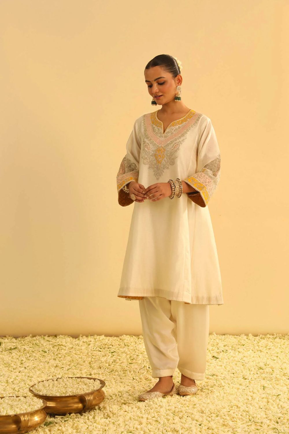 Mehrish Chauga with Salwar-Daisy ivory