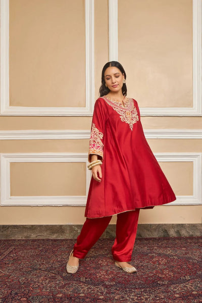 Mehrish Chauga with Salwar-Deep red