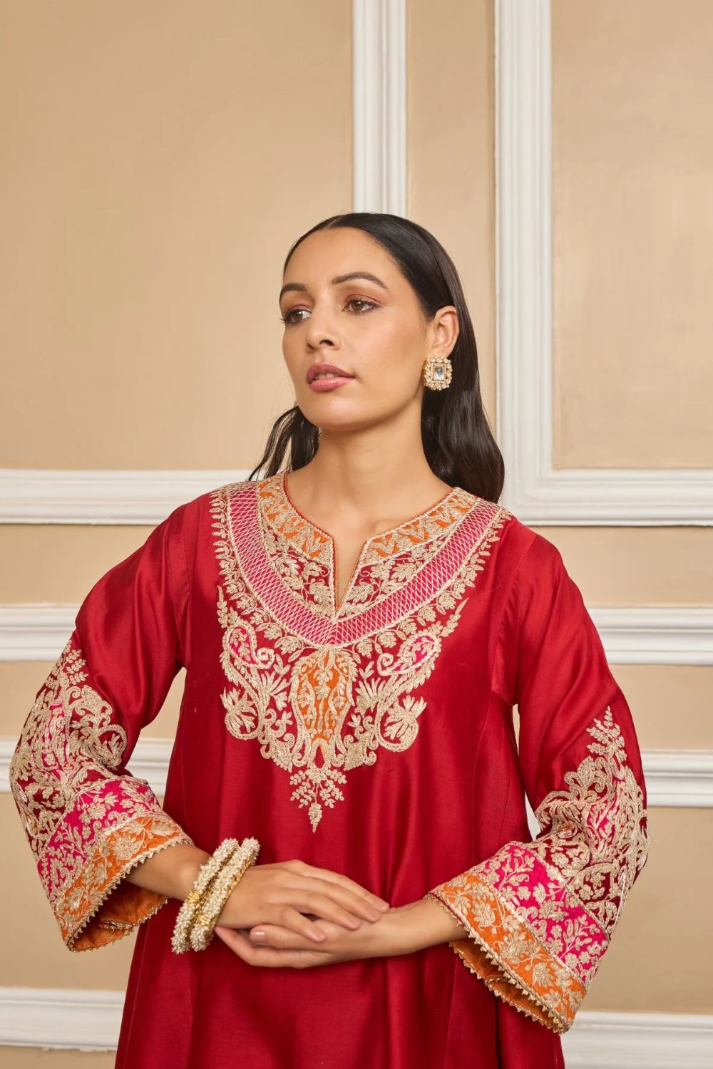 Mehrish Chauga with Salwar-Deep red