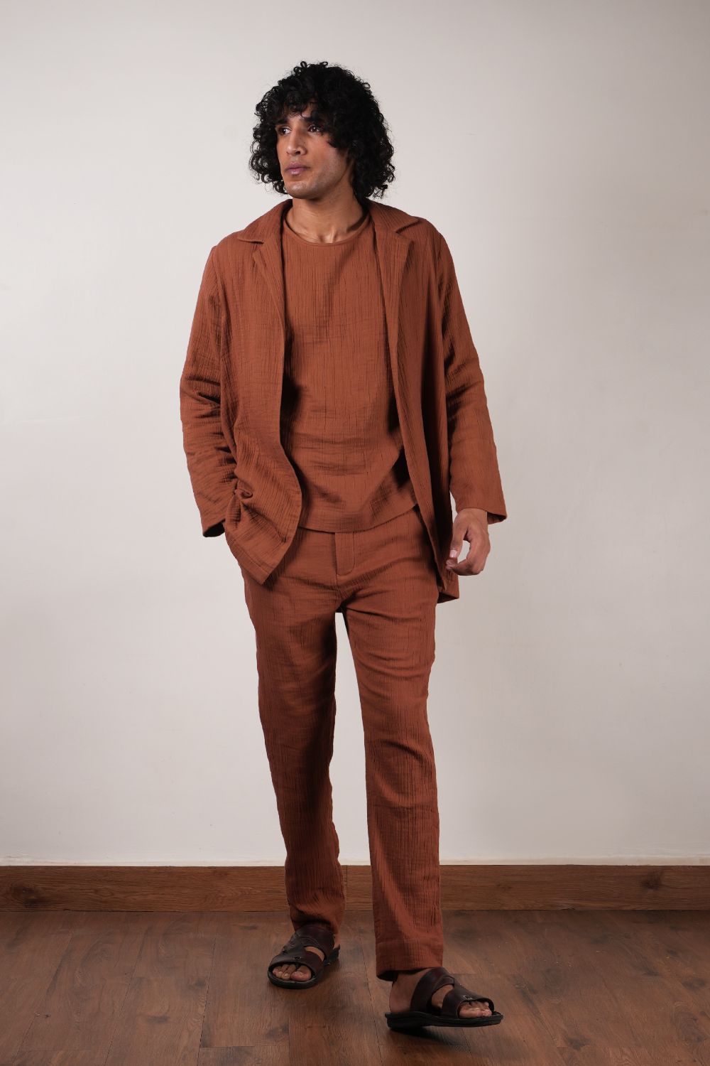 Men's Brown Crush T-Shirt, Pants  & Jacket Set (3 PCS)