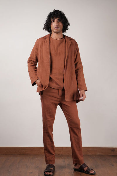Men's Brown Crush T-Shirt, Pants  & Jacket Set (3 PCS)