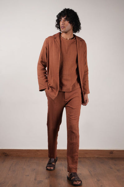 Men's Brown Crush T-Shirt, Pants  & Jacket Set (3 PCS)