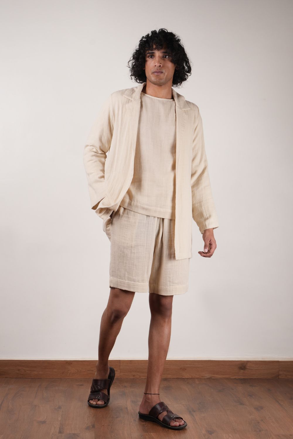 Men's Cream Crush T-Shirt, Shorts & Jacket Set (3 PCS)