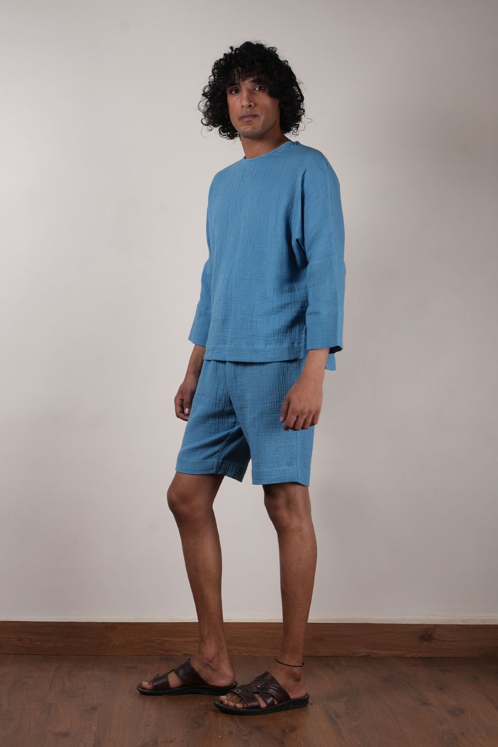 Men's Crush Cotton Blue Shorts