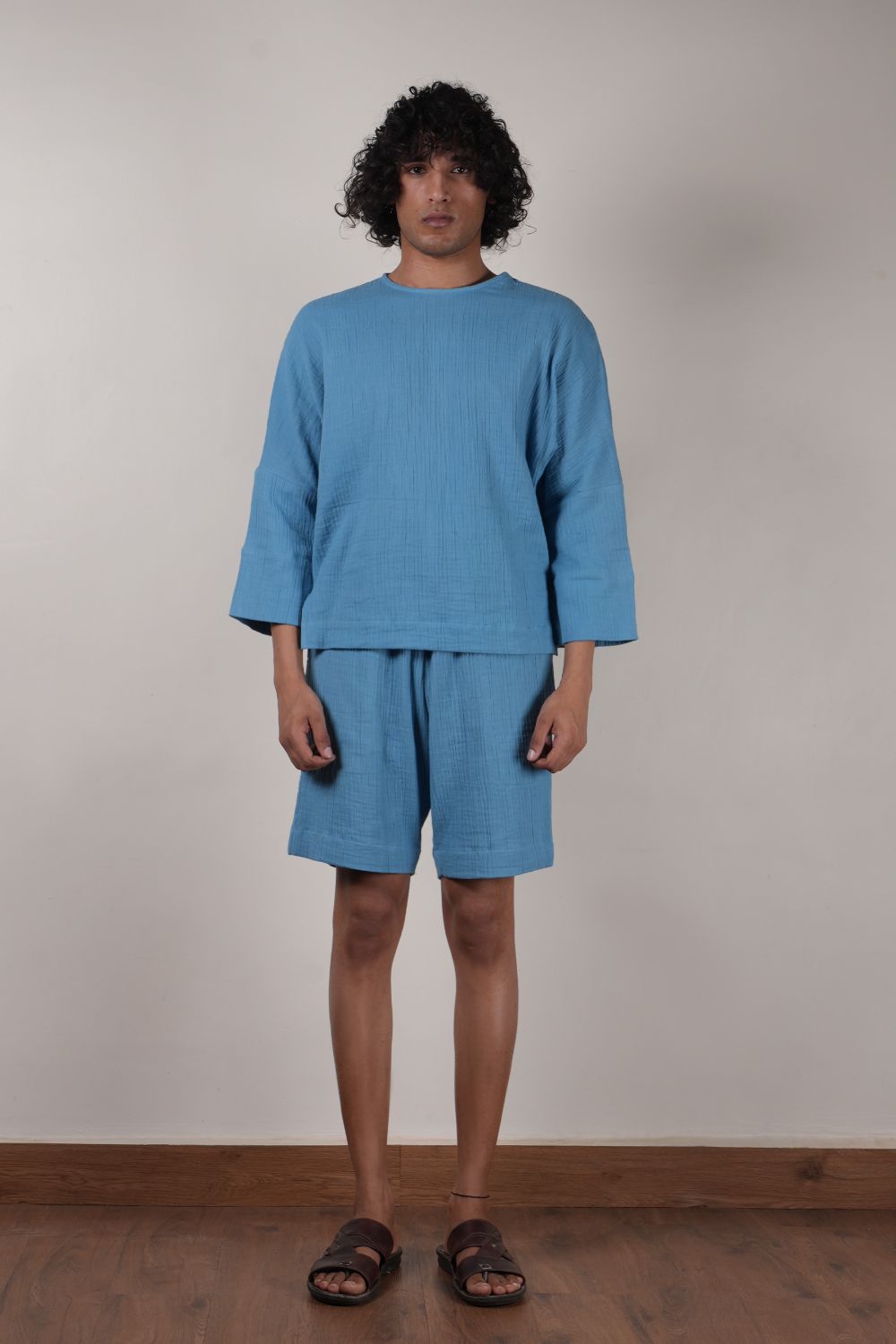 Men's Crush Cotton Blue Shorts
