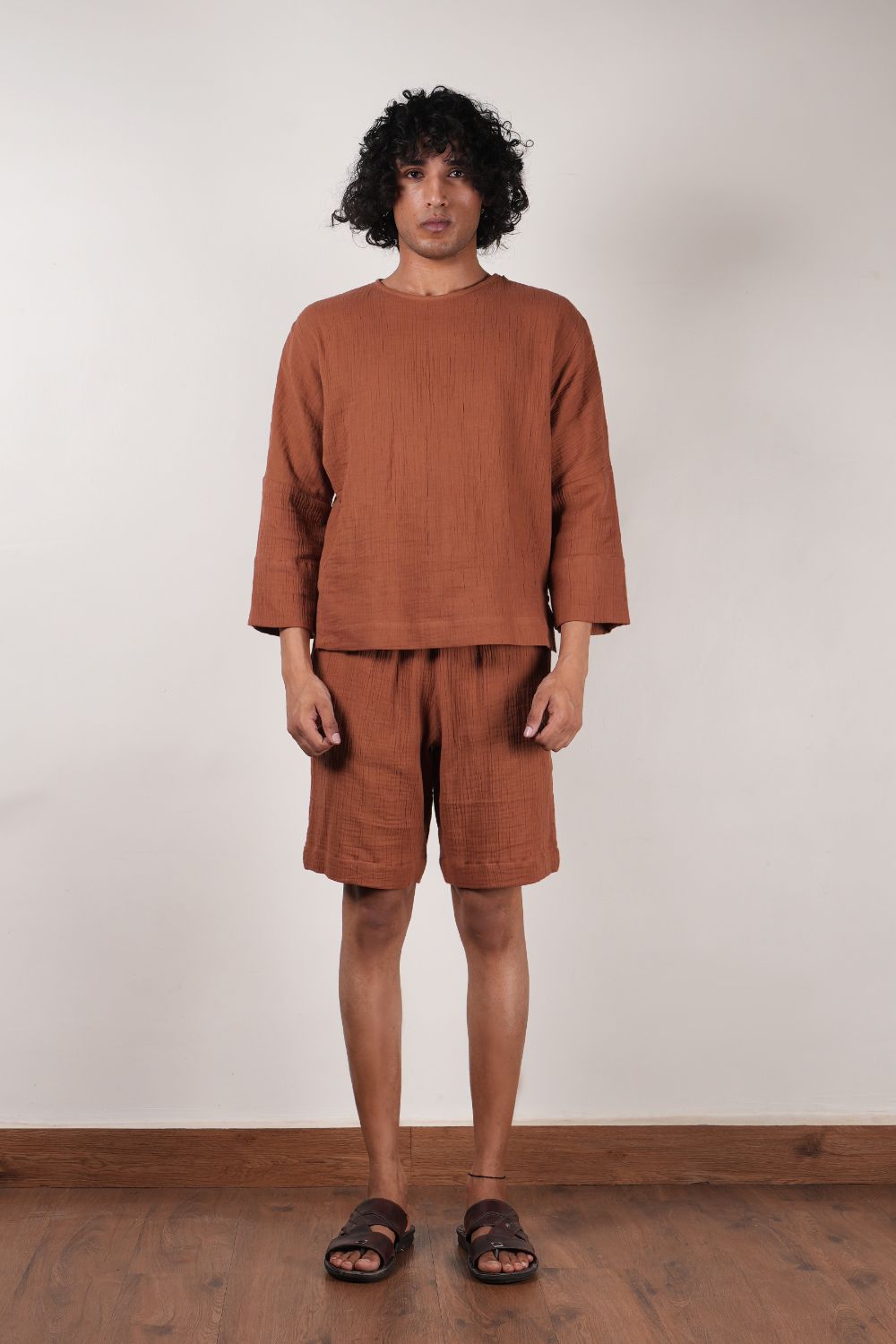 Men's Crush Cotton Brown Shorts