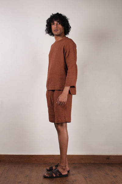 Men's Crush Cotton Brown Shorts