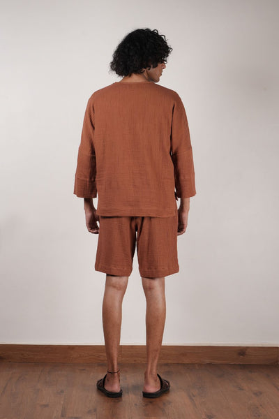 Men's Crush Cotton Brown Shorts