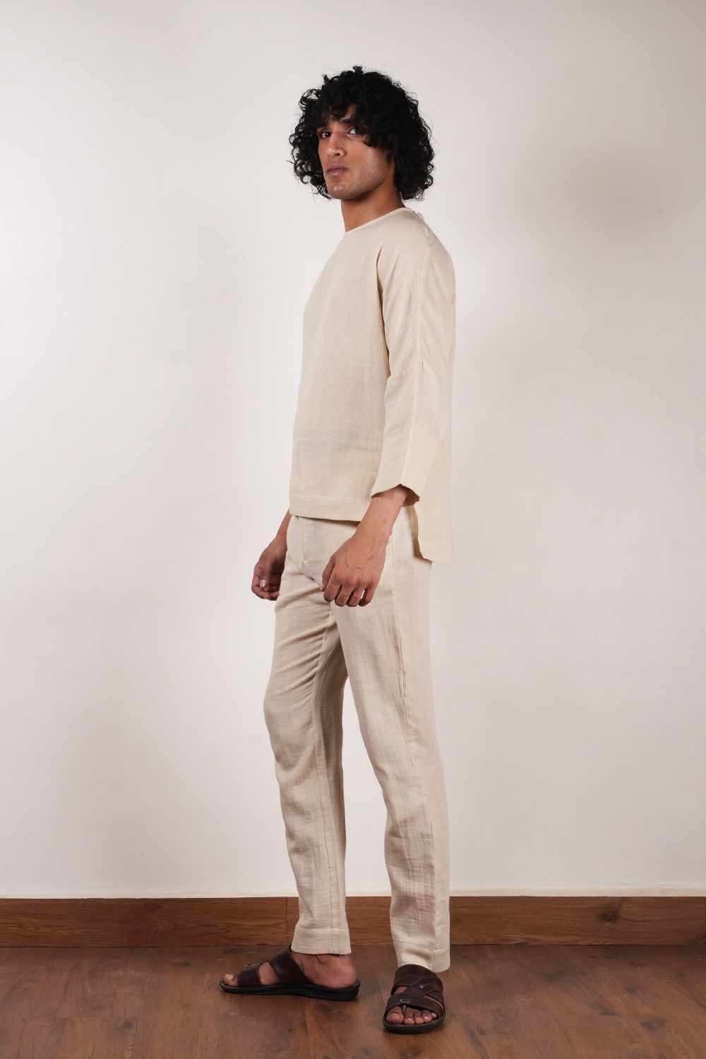 Men's Crush Cotton Cream Pants