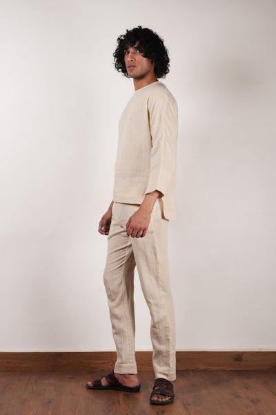 Men's Crush Cotton Cream Pants