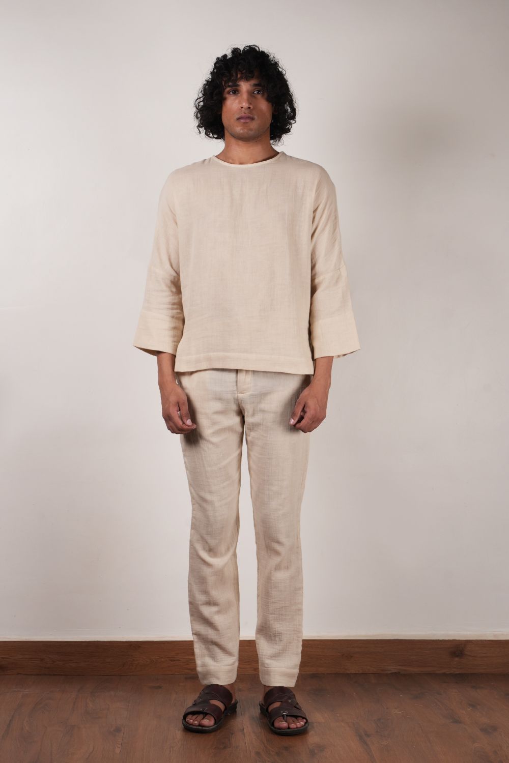 Men's Crush Cotton Cream Pants
