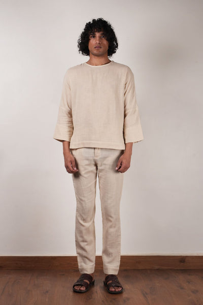 Men's Crush Cotton Cream Pants