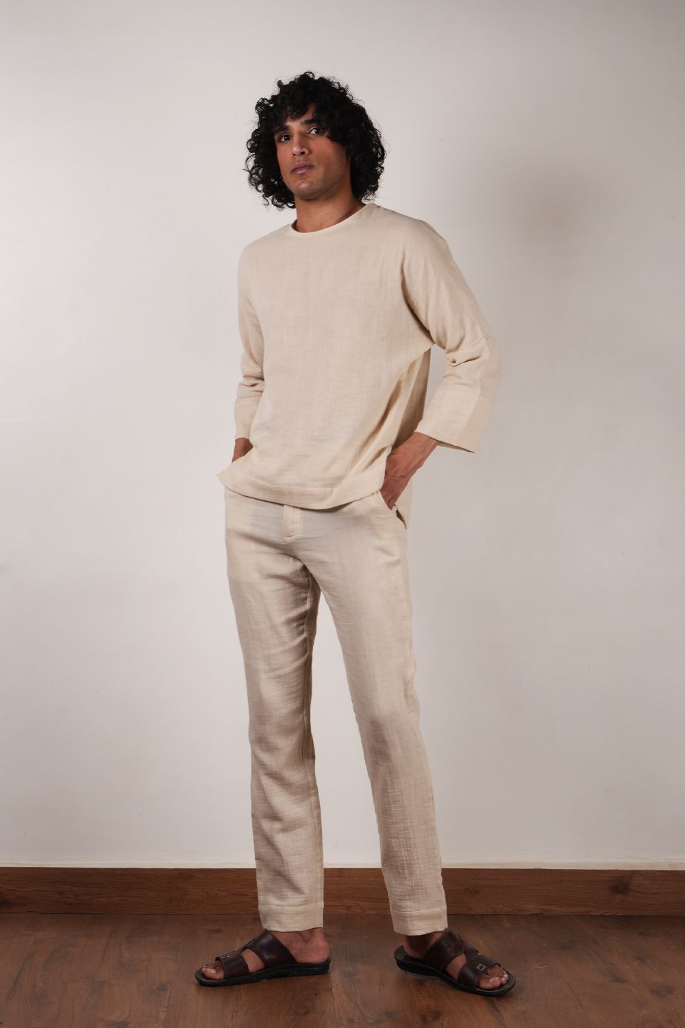 Men's Crush Cotton Cream T-shirt