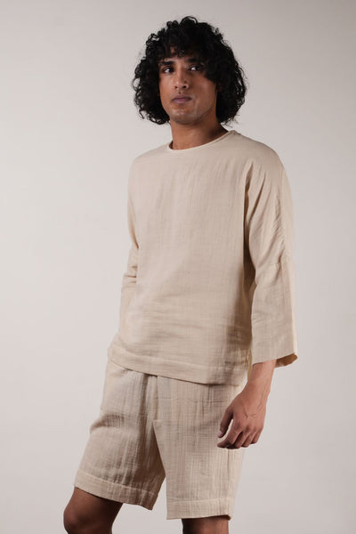 Men's Crush Cotton Cream T-shirt