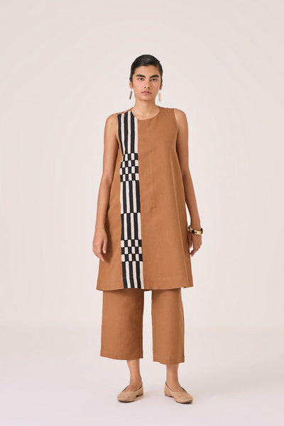 Mevan Brown Applique Dress