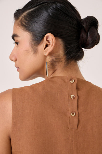 Mevan Brown Applique Dress