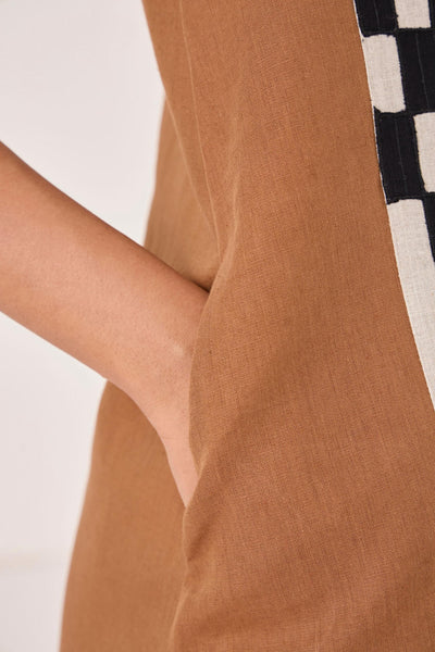 Mevan Brown Applique Dress