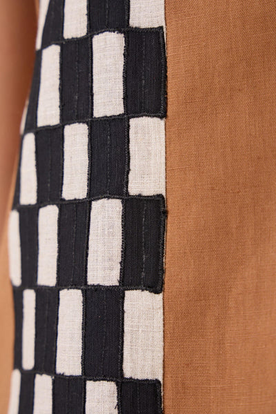 Mevan Brown Applique Dress