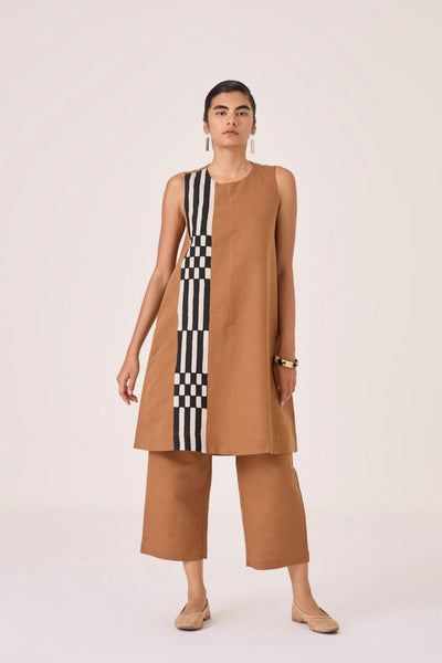 Mevan Brown Applique Dress