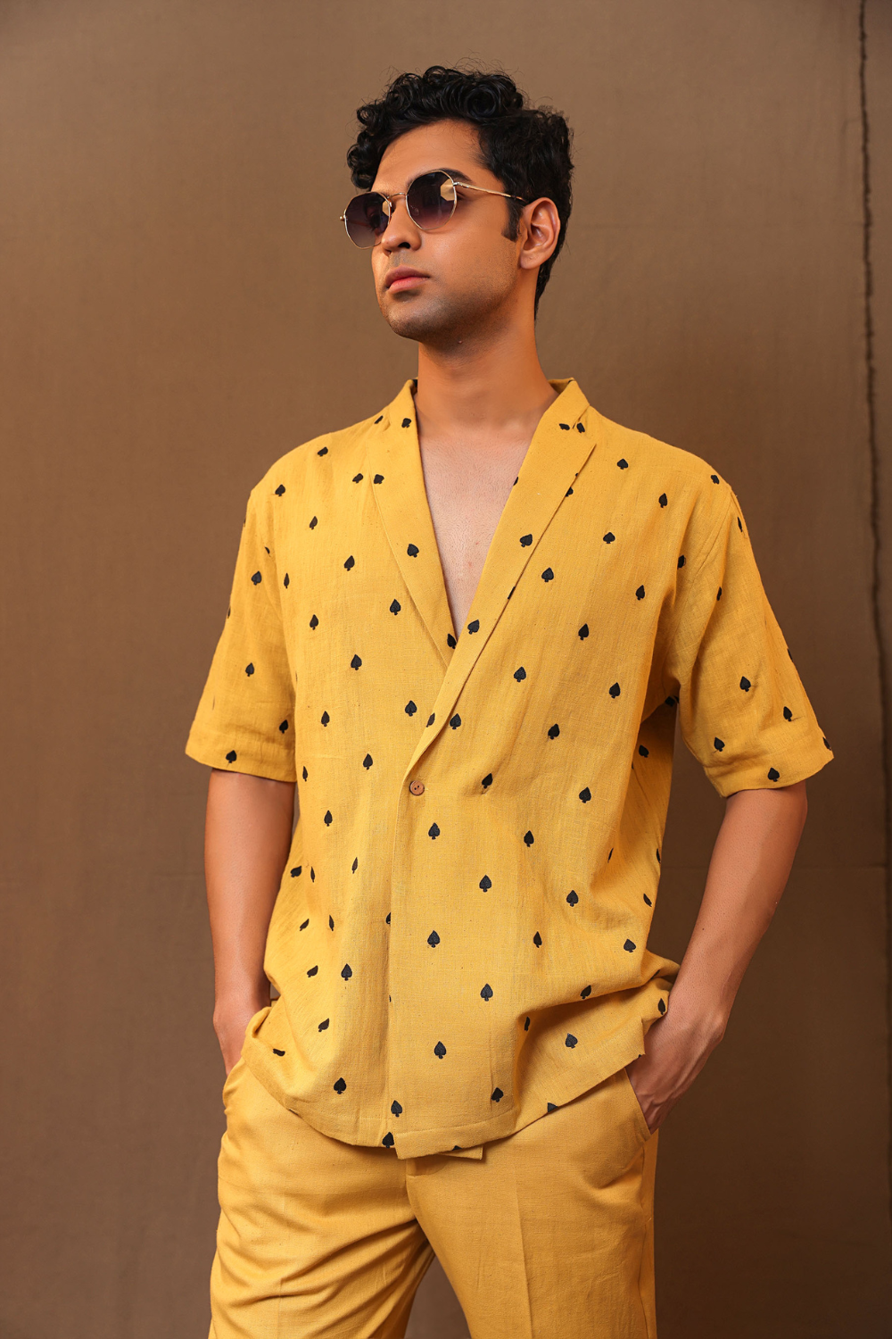 Mustard Spade EMB Bluff Jacket Set (2 PCS)