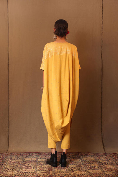 Mustard Club EMB Buttoned Cowl Tunic Set (2 PCS)