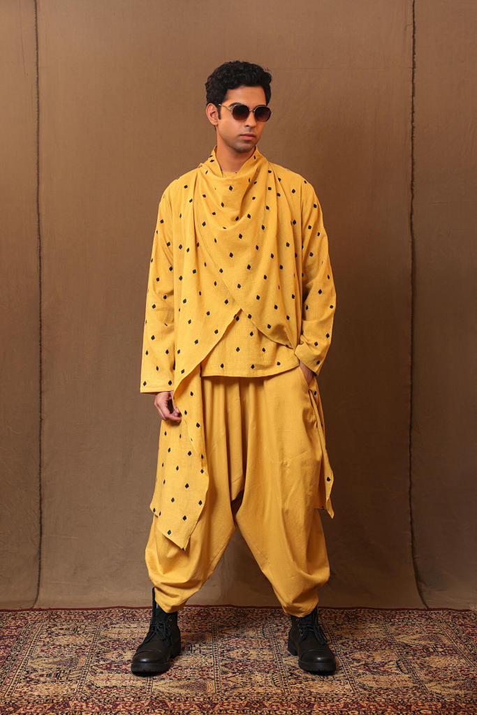 Mustard EMB Spade Jacket Pant Set (3 PCS)