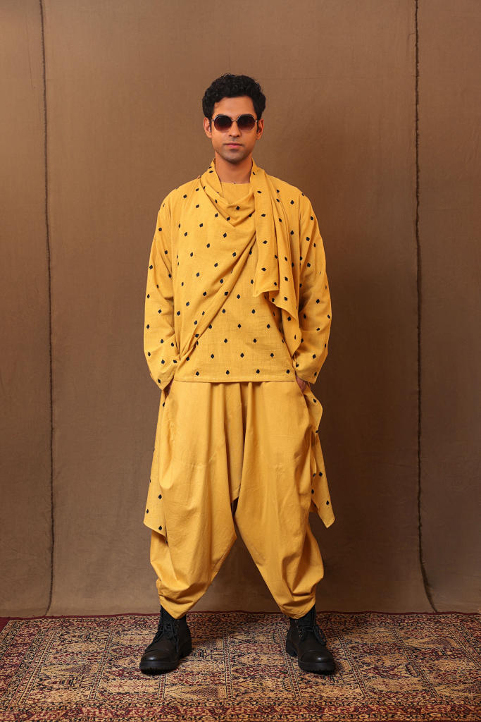 Mustard EMB Spade Jacket Pant Set (3 PCS)