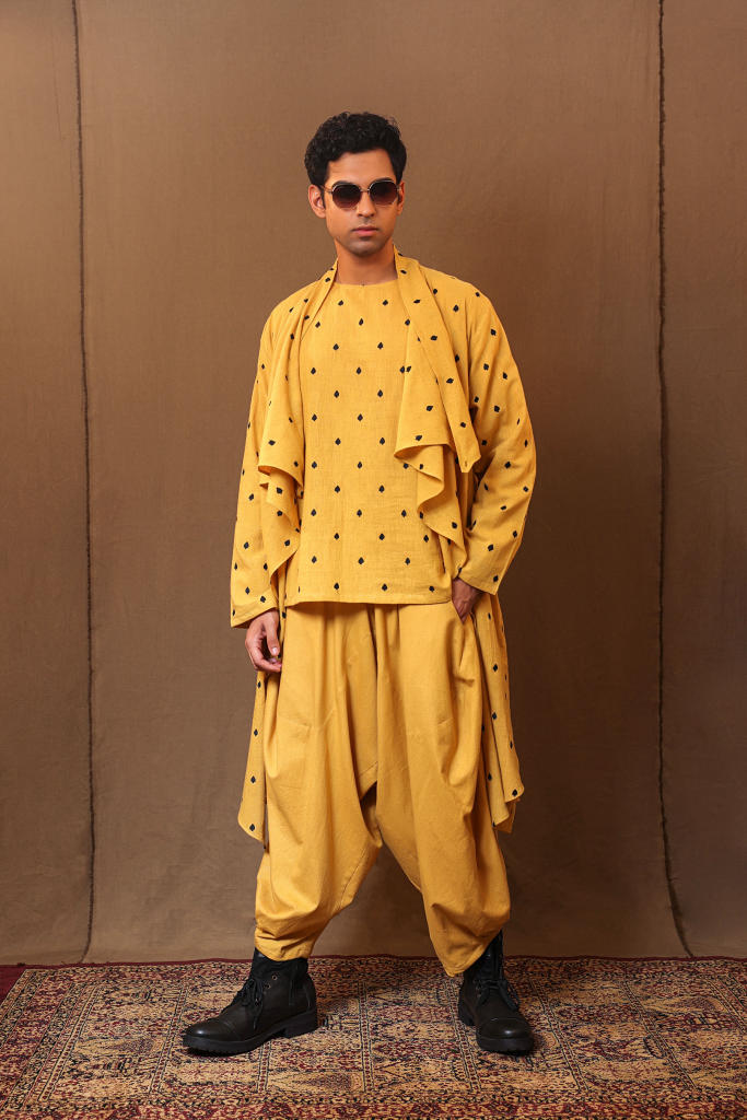 Mustard EMB Spade Jacket Pant Set (3 PCS)