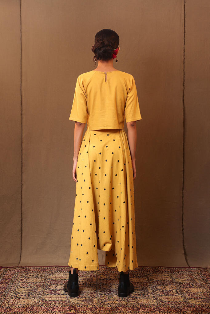 Mustard Spade EMB Solo Crop Harem Set (2 PCS)