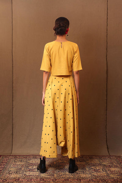 Mustard Spade EMB Solo Crop Harem Set (2 PCS)