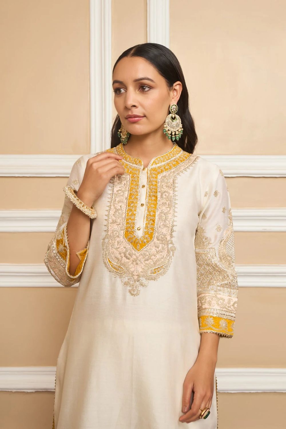 Myreen Straight kurta with dhoti-Daisy Ivory
