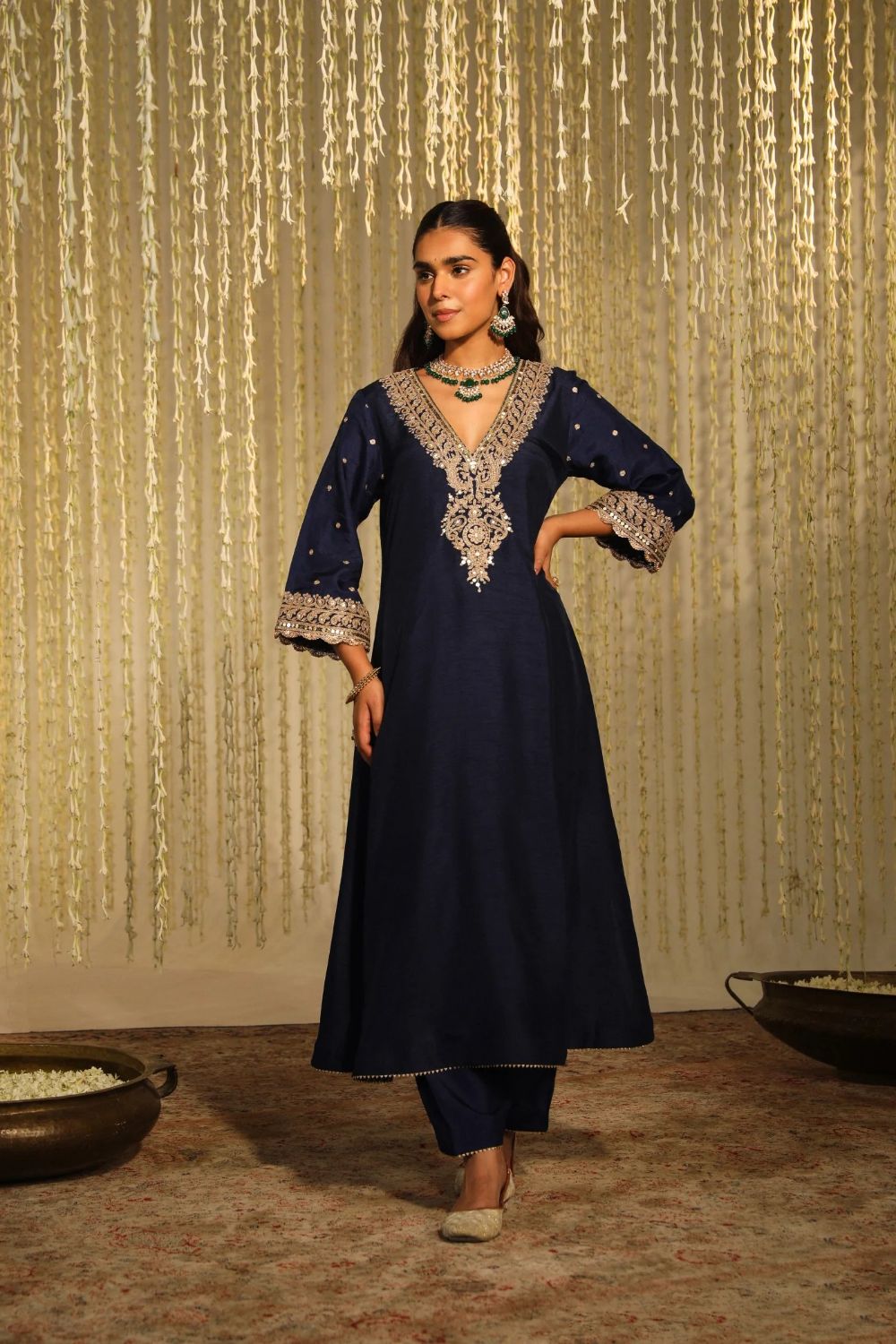 Mysha Long chauga with Salwar-Deep Blue