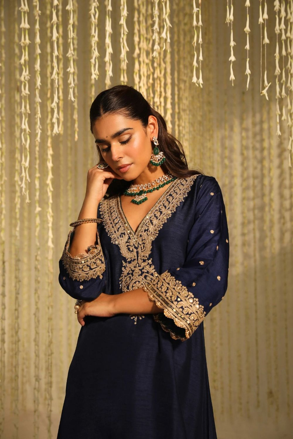 Mysha Long chauga with Salwar-Deep Blue