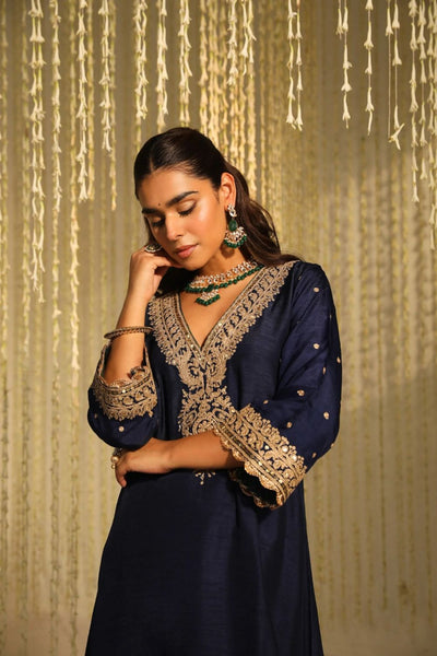 Mysha Long chauga with Salwar-Deep Blue