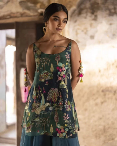 Nadira Teal Sharara Set