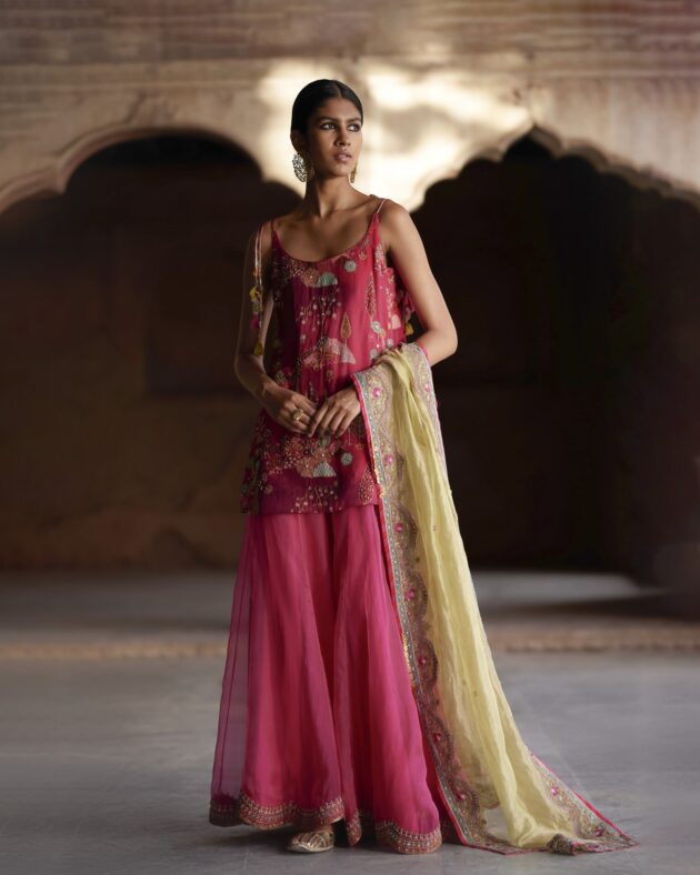Nadira Magenta Sharara Set