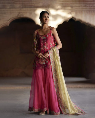 Nadira Magenta Sharara Set
