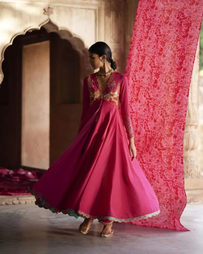 Nadira Magenta Anarkali Set