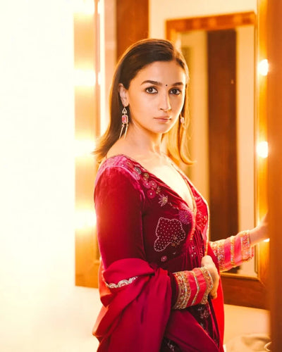 Nadira Jester Red Alia Velvet Set