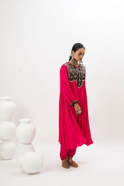 Mahi Asymmetrical Kurta Set with Dupatta - Pink