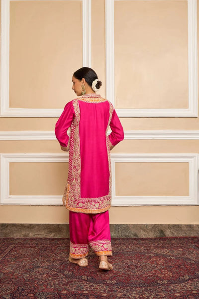 Naayaab Straight kurta with salwar and dupatta-Hotpink