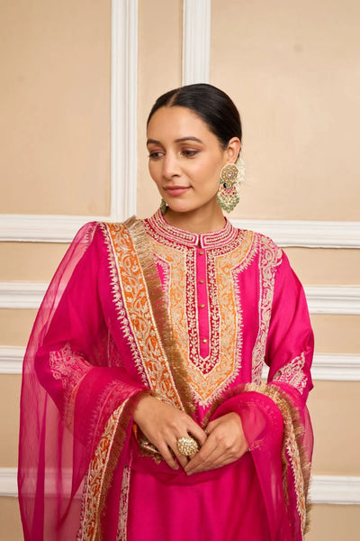 Naayaab Straight kurta with salwar and dupatta-Hotpink