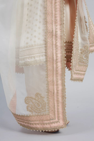 Naazira A-line short kurta with salwar and dupatta-Daisy Ivory