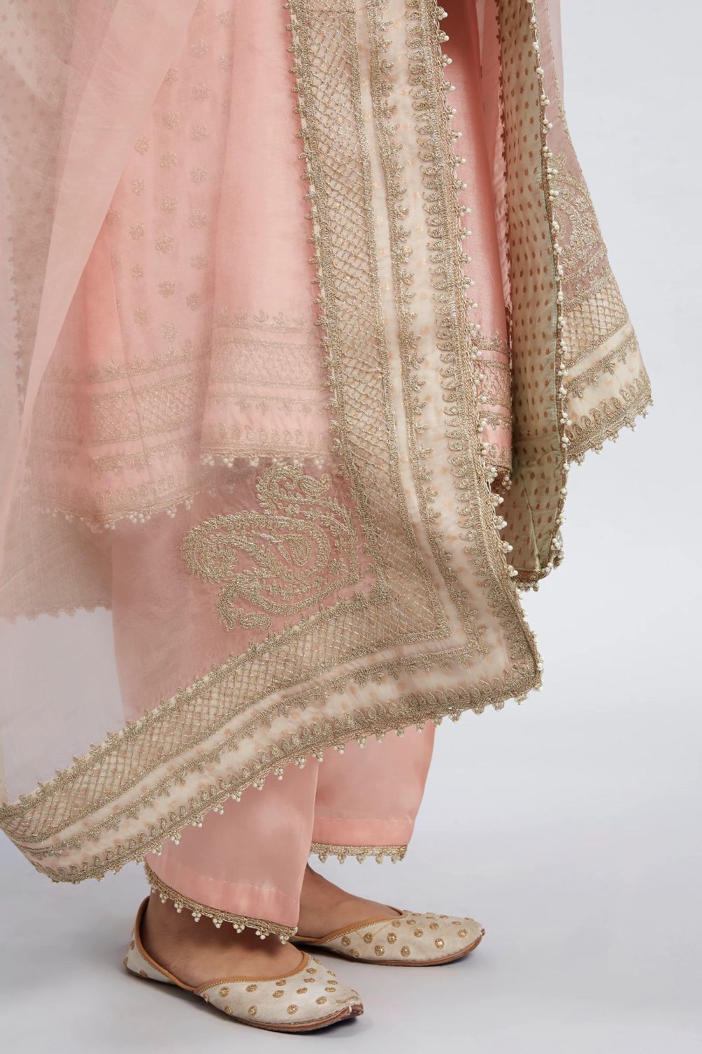 Naazira A-line short kurta with salwar and dupatta-Carnation pink