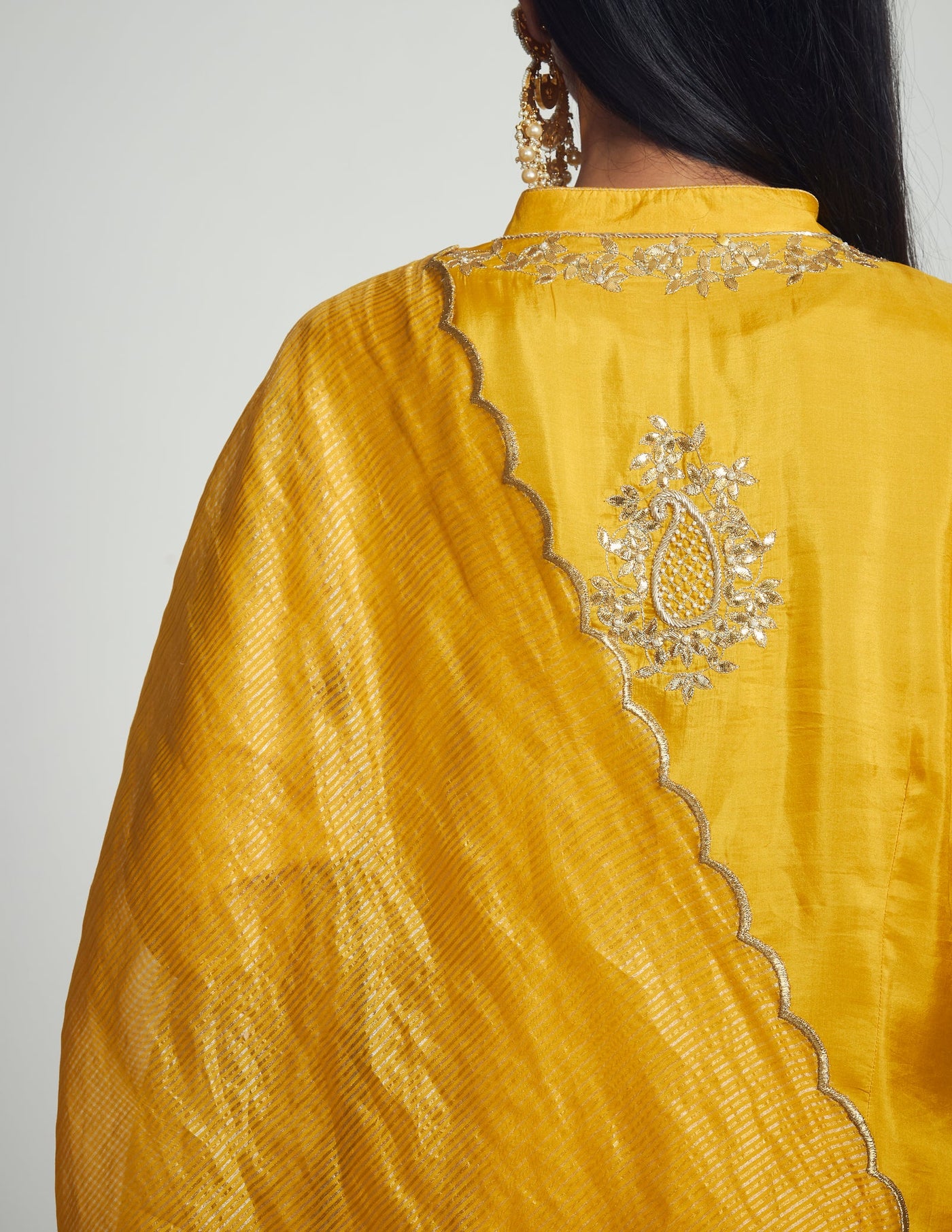 Nasira Short Kurta with Salwar and Dupatta-Happy Mustard