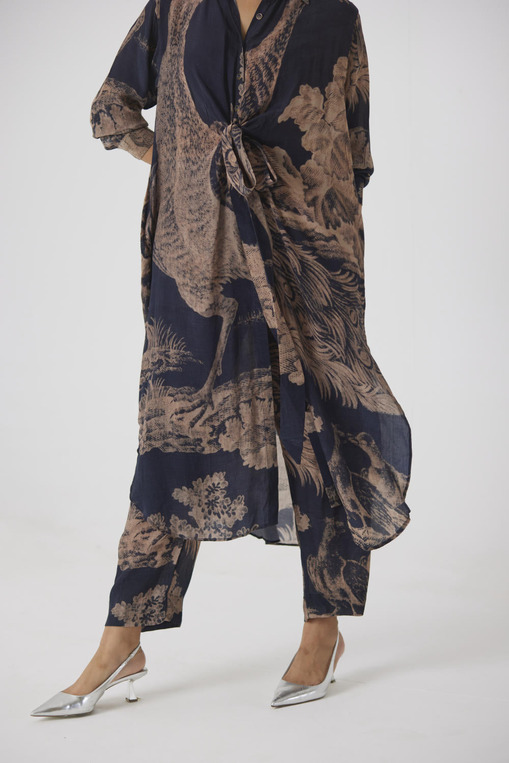 NAVY MORNI WRAP KURTA SET
