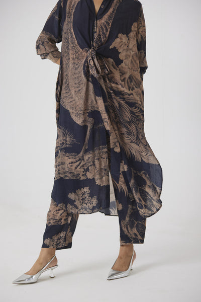 NAVY MORNI WRAP KURTA SET