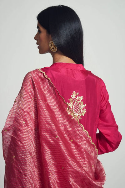 Nazish Short Kurta with Salwar and Dupatta-Hot Pink